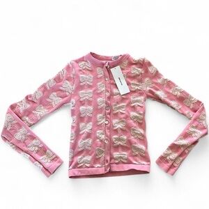 NWT Urban Outfitters Pink Bow Bodycon Stretchy Cardigan